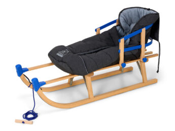 Slittino in legno Davos 100cm con Schienale e Sacco a Pelo