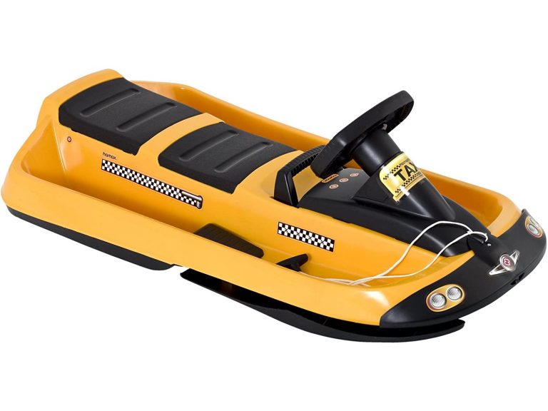 Slitta Da Neve Con Volante Per Bambini E Adulti – Telaio In Ferro, Ammortizzatori, Capacità 80 Kg, Colore Nero/Blu