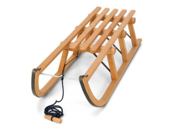 Slittino in legno Gloco Davos 110cm con schienale nero - immagine 2