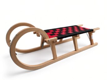 Slittino di legno tradizionale Spolnota Tatry 110cm con schienale nero - immagine 3
